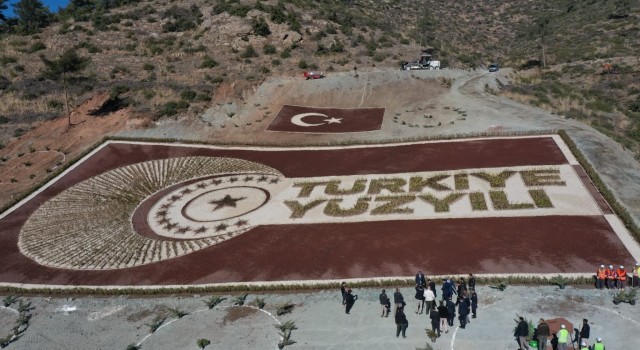 Osmaniyede 28 bin fidanla Türkiye yüzyılı logosu oluşturuldu