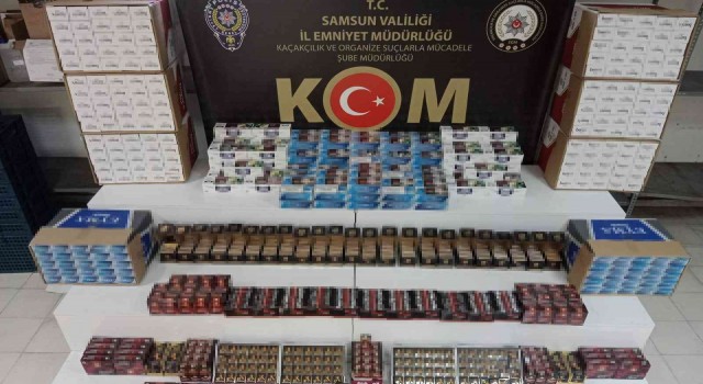 Samsunda 110 bin dal kaçak makaron ve bin 691 adet takviye gıda ele geçirildi