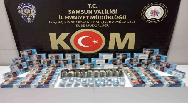 Samsunda kaçak makaron, TAPDK bandrolü ve boş sigara paketleri ele geçirildi