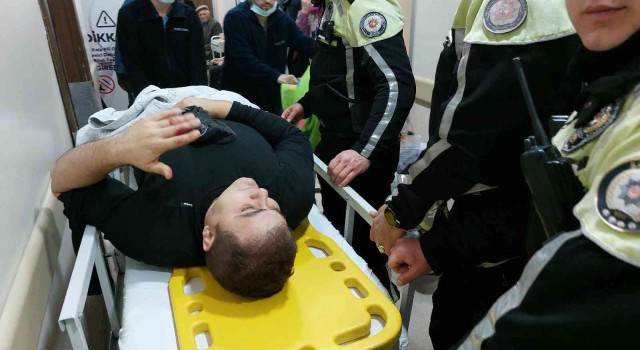 Samsunda motosikletli şahin polisi kazada yaralandı