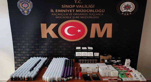 Sinopta bir iş yerinde gümrük kaçağı elektronik ürünler ele geçirildi