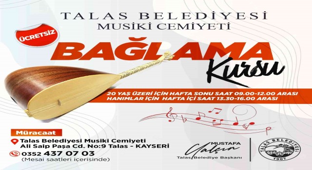 Talas Musiki Cemiyetinde bağlama kursu