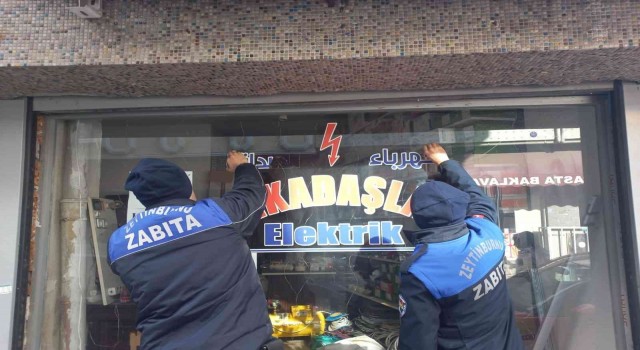 Zabıtadan Türkçe tabela uygulaması