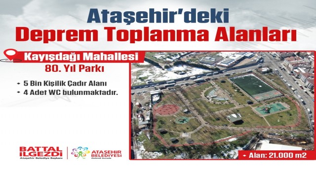 Ataşehirdeki afet ve acil durum toplanma alanları güncellendi