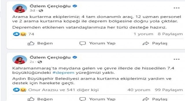 Aydın Büyükşehir ekipleri deprem bölgesine hareket etti