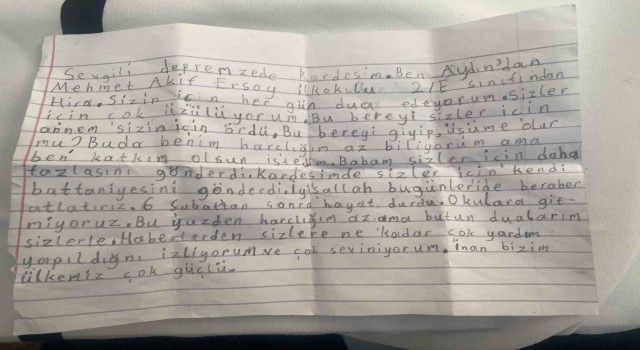 Aydınlı ilkokul öğrencisinden duygulandıran not: Bu bereyi giyip, üşüme olur mu?