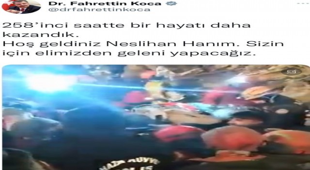 Bakan Kocadan Hoş geldiniz Neslihan Hanım paylaşımı