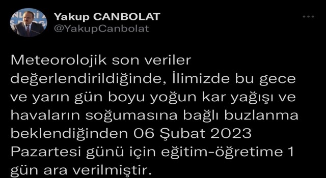 Bursada okullar tatil edildi