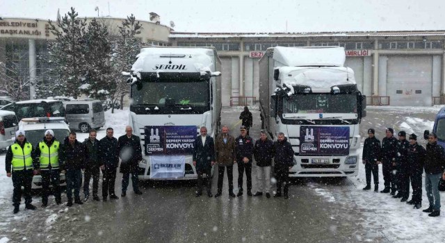 Büyükşehirden deprem bölgesine yardım konvoyu