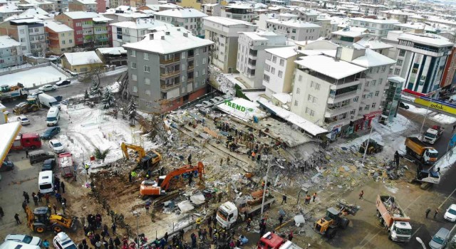 Deprem bölgesi Malatyada enkaz çalışmaları havadan görüntülendi