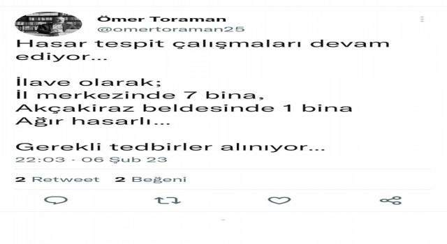 Elazığ Valisi Toraman, 8 bina ağır hasarlı