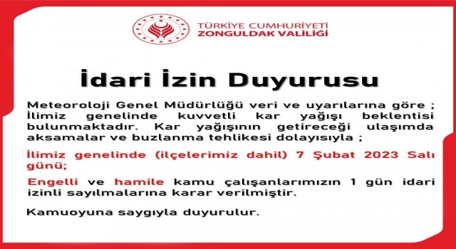 Engelli ve hamilelere bir gün idari izin