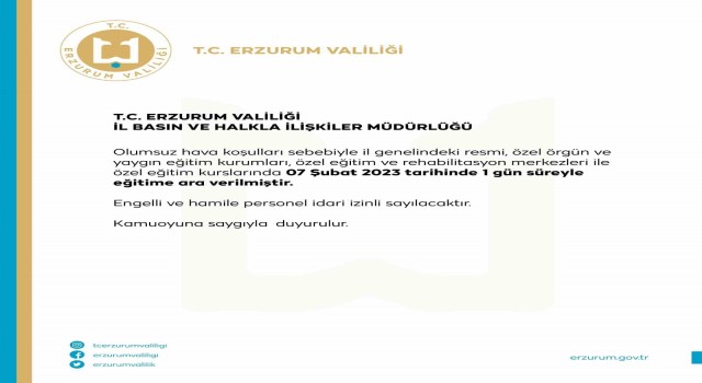 Erzurumda eğitime kar engeli