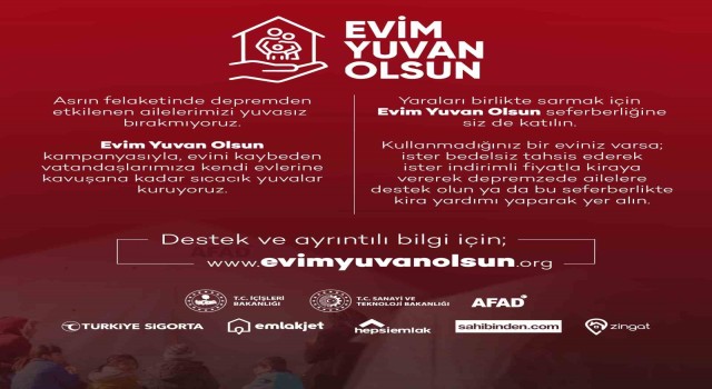 “Evim Yuvan Olsun” kampanyasına 3 günde 4 bin 568 başvuru