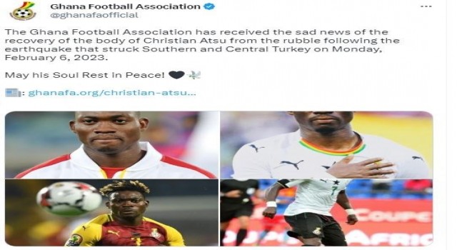 Gana Futbol Federasyonundan Atsu için taziye mesajı