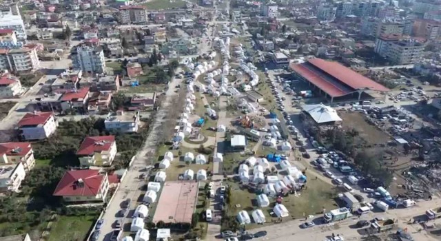 Gaziantepte çadır kent havadan görüntülendi