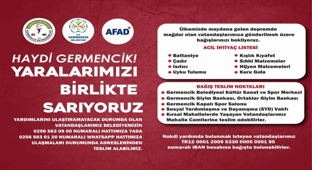Germencikten deprem bölgesine yardım eli
