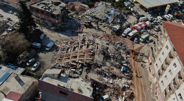 Hatay Samandağda enkaz yığınları havadan görüntülendi