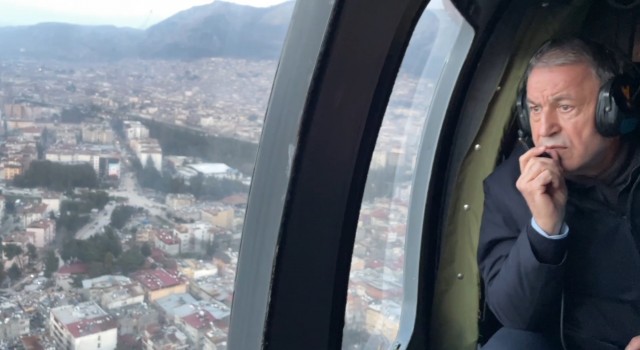 Hataydaki yıkım helikopterle havadan görüntülendi