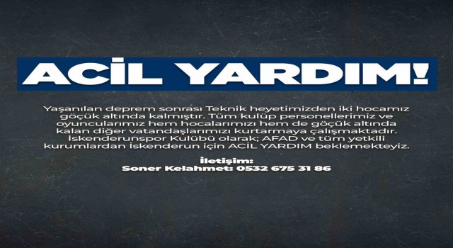 İskenderunspor, yardım çağrısında bulundu