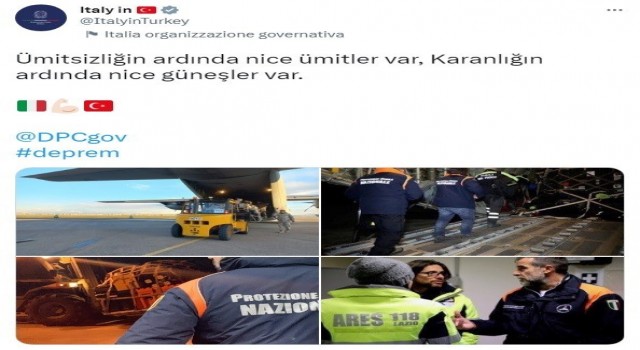 İtalyadan Türkiyeye anlamlı mesaj: “Karanlığın ardında nice güneşler var”