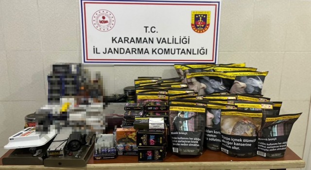 Karamanda jandarmadan kaçak tütün ve alkol operasyonu