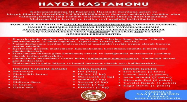 Kastamonuda deprem bölgesindeki vatandaşlar için yardım kampanyası başlatıldı