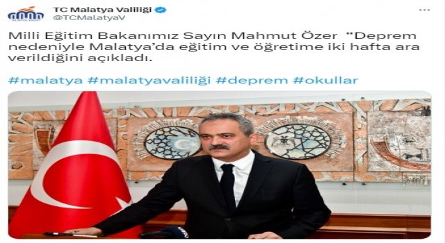 Malatyada okullarda eğitime iki hafta ara verildi