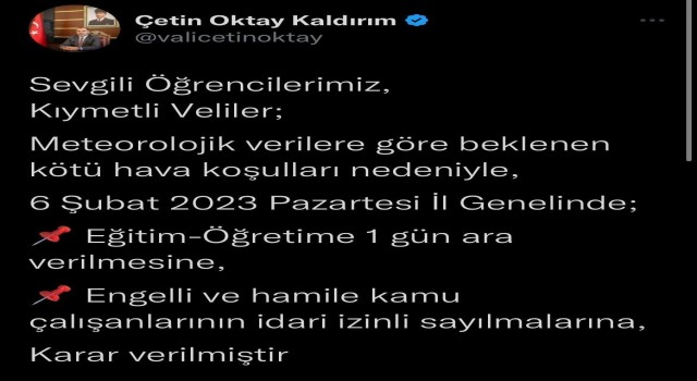 Sakaryada okullar tatil edildi