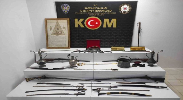 Samsunda tarihi eser olduğu değerlendirilen 16 kılıç ve 10 tabanca ele geçirildi