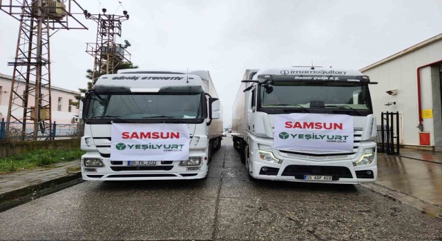 Samsundan afet bölgesine 4 tır battaniye ve gıda yardımı