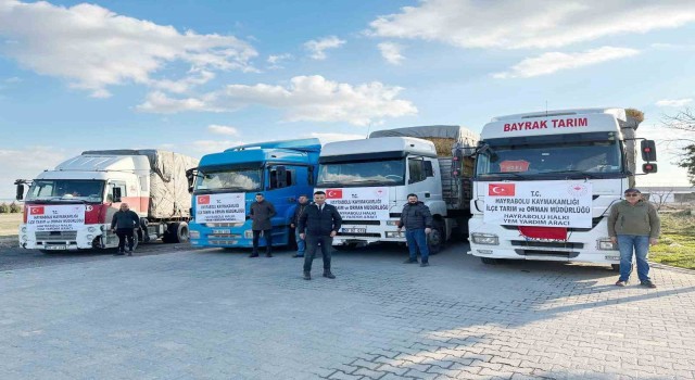 Tekirdağdan deprem bölgesine 4 tır yem