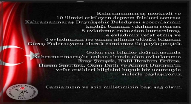 TGF, 5 güreşçinin vefat ettiğini açıkladı