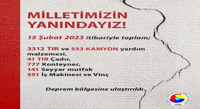 TOBB deprem bölgesine 3 bin 312 tır yardım malzemesi sevk etti
