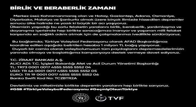 TVFden 1 milyon TLlik bağış