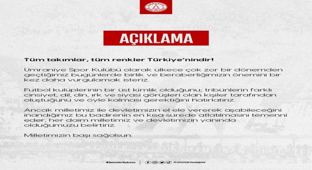 Ümraniyespor: Tüm takımlar, tüm renkler Türkiyenindir