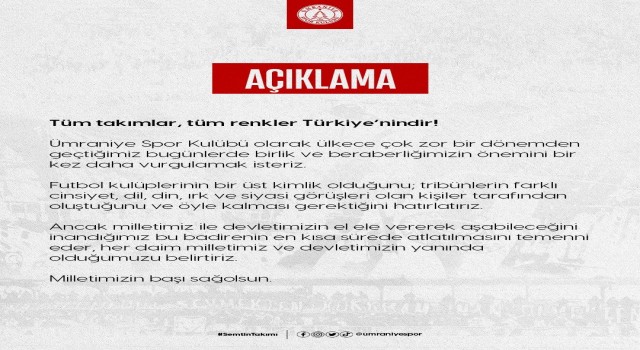 Ümraniyespor: Tüm takımlar, tüm renkler Türkiyenindir