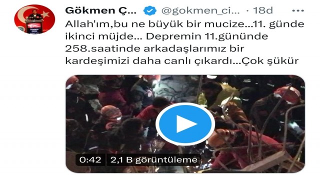 Vali Çiçek: 11. günde ikinci müjde