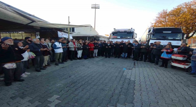 Yardım tırları Fethiyeden dualar eşliğinde gönderildi
