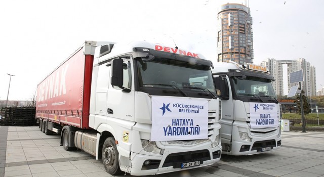 Yardım tırları Küçükçekmeceden afet bölgesine doğru yola çıktı