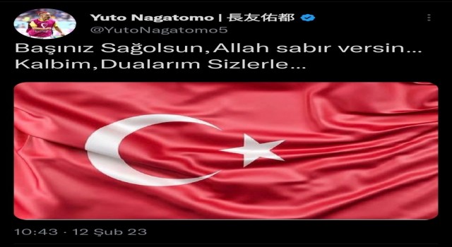 Yuto Nagatomo: Başınız sağ olsun, Allah sabır versin, kalbim, dualarım sizlerle
