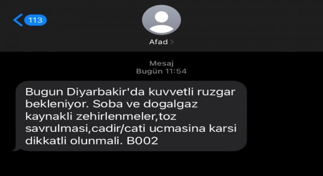 AFADdan Diyarbakır için kuvvetli rüzgar uyarısı