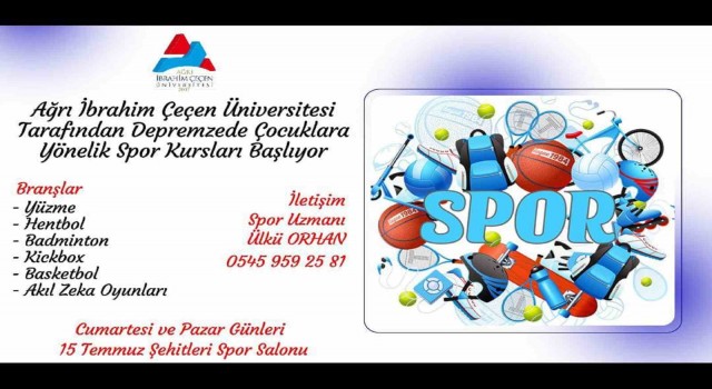 AİÇÜde depremzede çocuklara yönelik spor kursları düzenlenecek