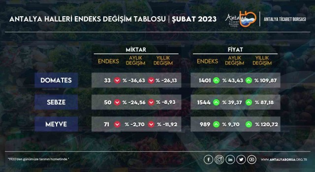 ATB, Şubat hal endeksini açıkladı