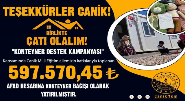 Canikten afet bölgesine konteyner desteği