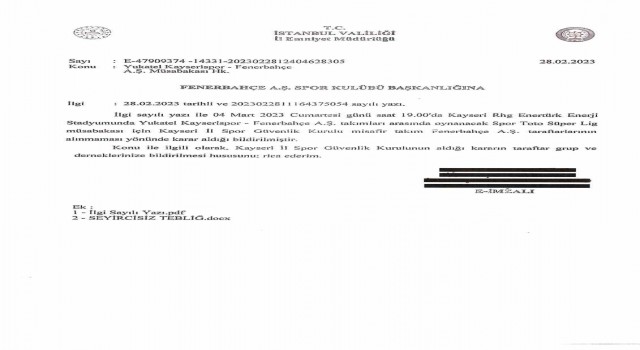 Fenerbahçe: Kulübümüz bu karar ile ilgili yürütmeyi durdurma başvurusu yapacaktır