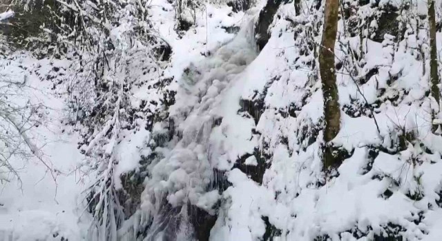 Hava sıcaklığı -5in altında ölçüldü: O şelale kısmen dondu