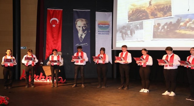 İstiklal Marşının kabulünün yıldönümü Marmariste düzenlenen tören ile kutlandı