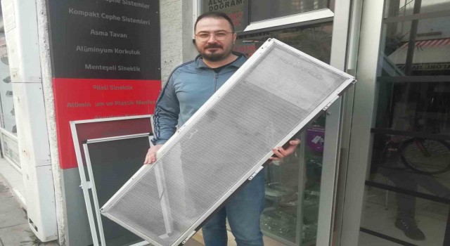 Kediler camdan düşmesinler diye alüminyumdan sineklik üretti