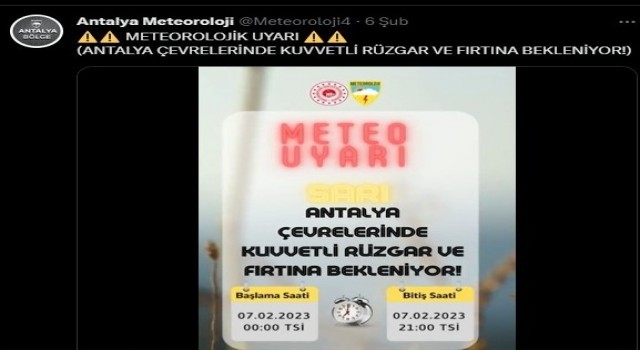 Meteoroloji, Antalyayı turuncu kod ile uyardı